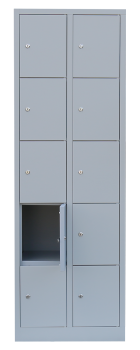 10-tueriger Metall-Faecherschrank 300 mm pro Abteil - 2 Abteile je 5 Faecher